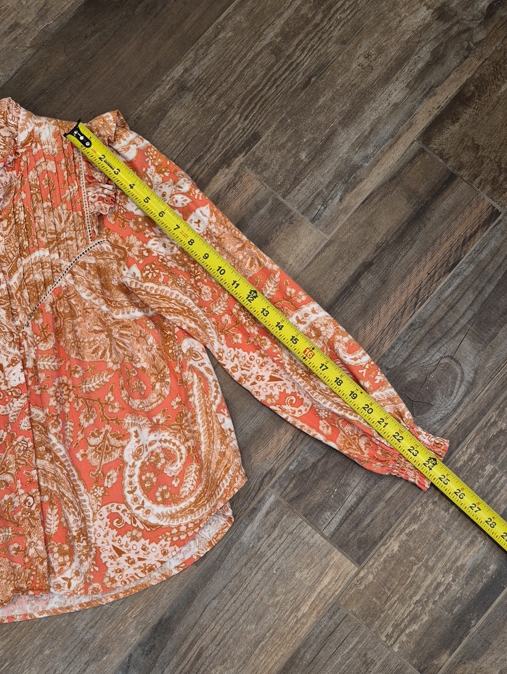 Kivari Casablanca Floral Paisley Ruffled Pleated Lace Detail Top, Size 4 - Picture 6 of 11